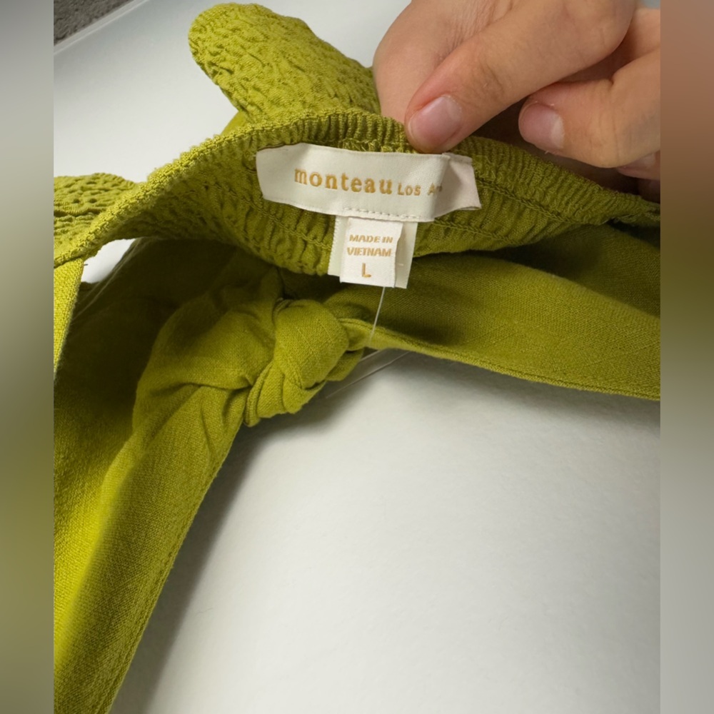 Women Cute Bow Tie Camisole Green Lime Sexy VNeck Tank Tops Rib-Knit Summer Crop - Picture 7 of 8
